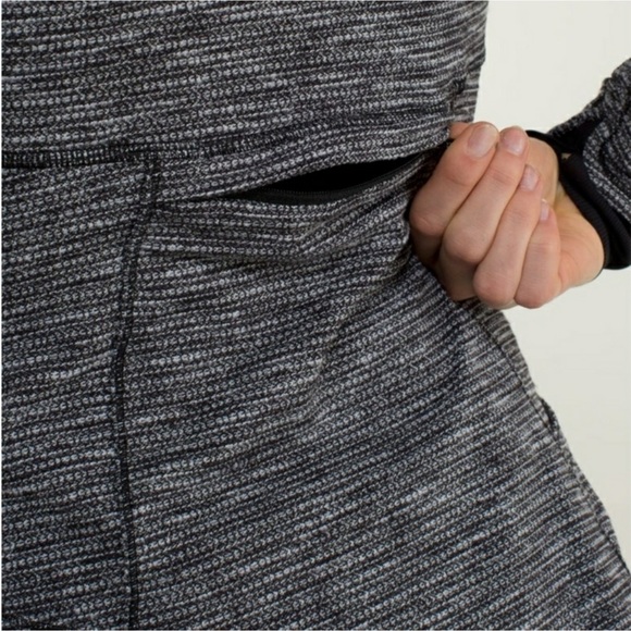 Lululemon Pullover SZ 8 Base Runner 1/2 Zip Heathered Herringbone Black Running - Picture 7 of 14